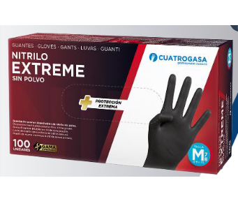 Luva nitrilo extreme preta 6,0 g (caixa 100 un.) - XL